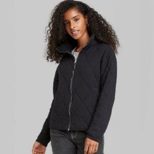 Wild Fable Black Quilted Zipper Jacket Size Small